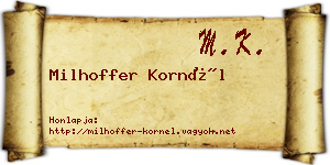 Milhoffer Kornél névjegykártya