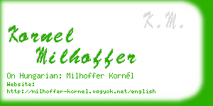 kornel milhoffer business card