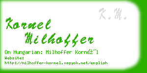 kornel milhoffer business card